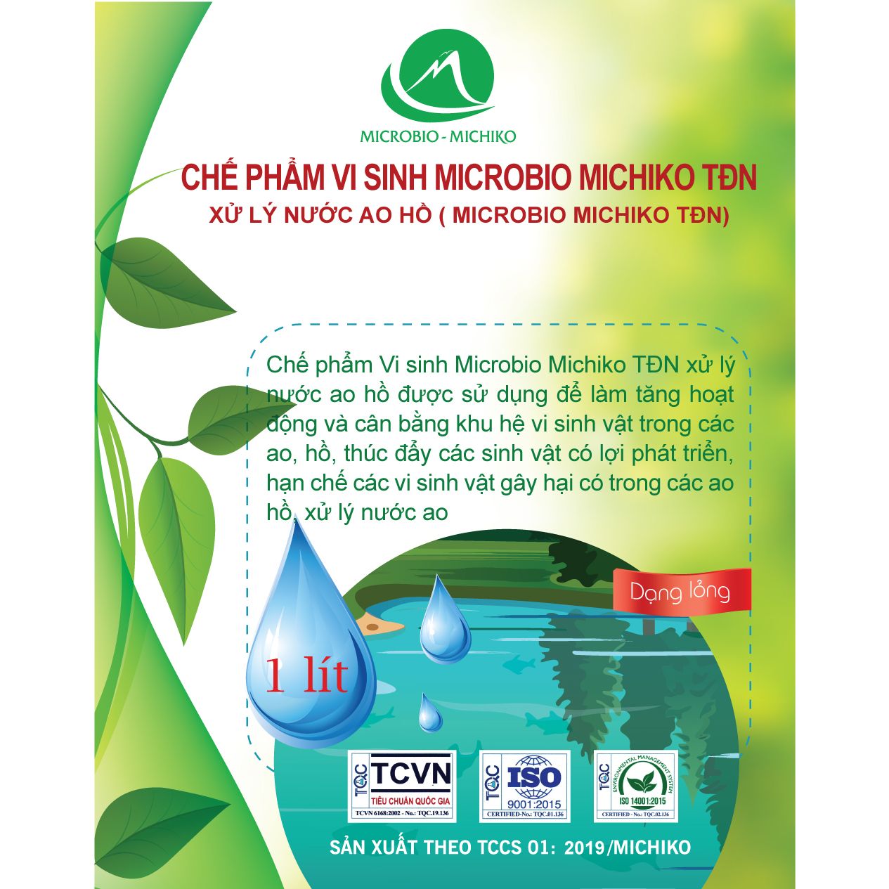 Chế phẩm vi sinh xử lý nước ao hồ Microbio Michiko